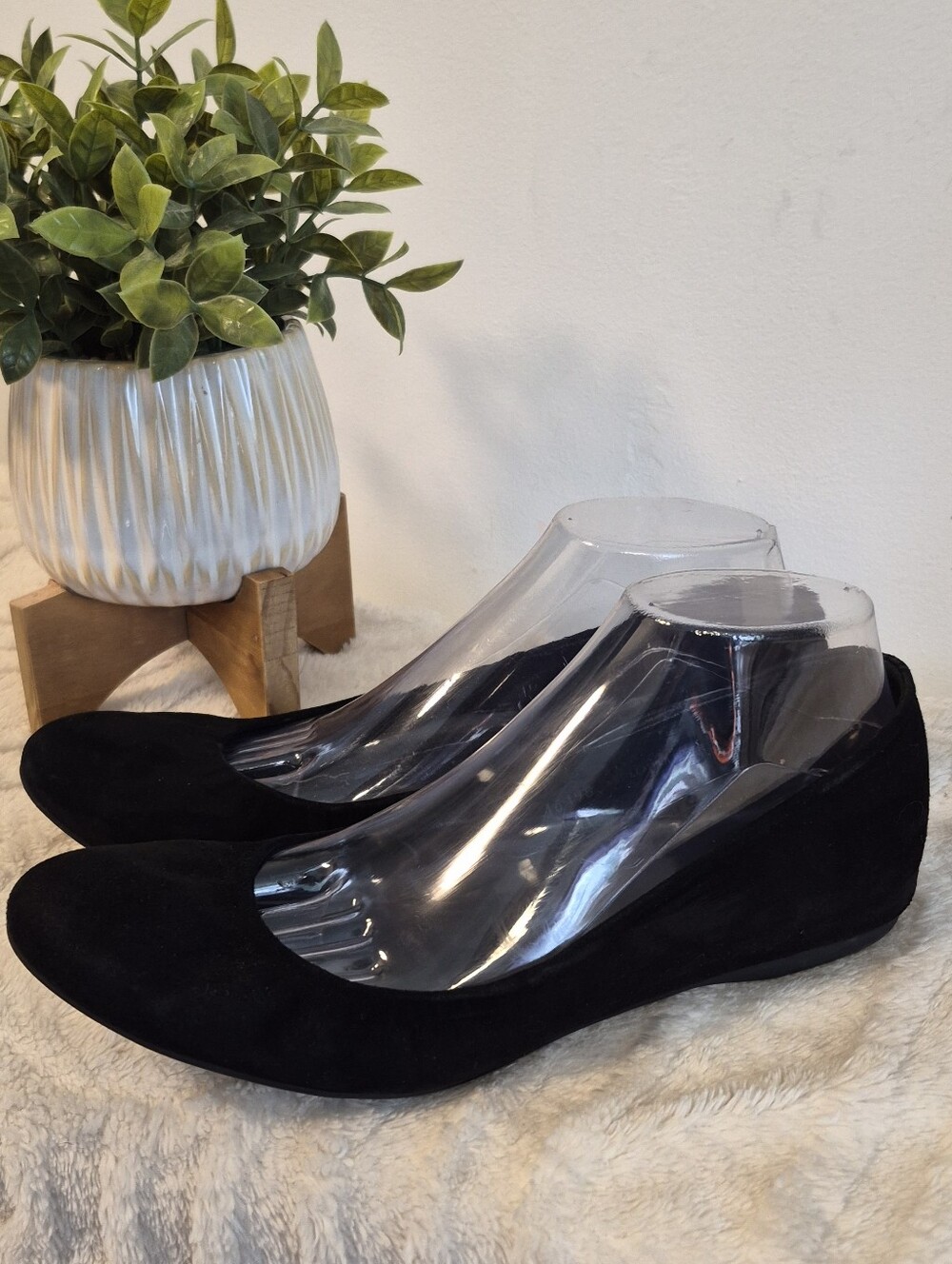 J. Crew Cece Ballet Flats Black Suede Leather Slip-On Made In Italy Women Sz 9.5